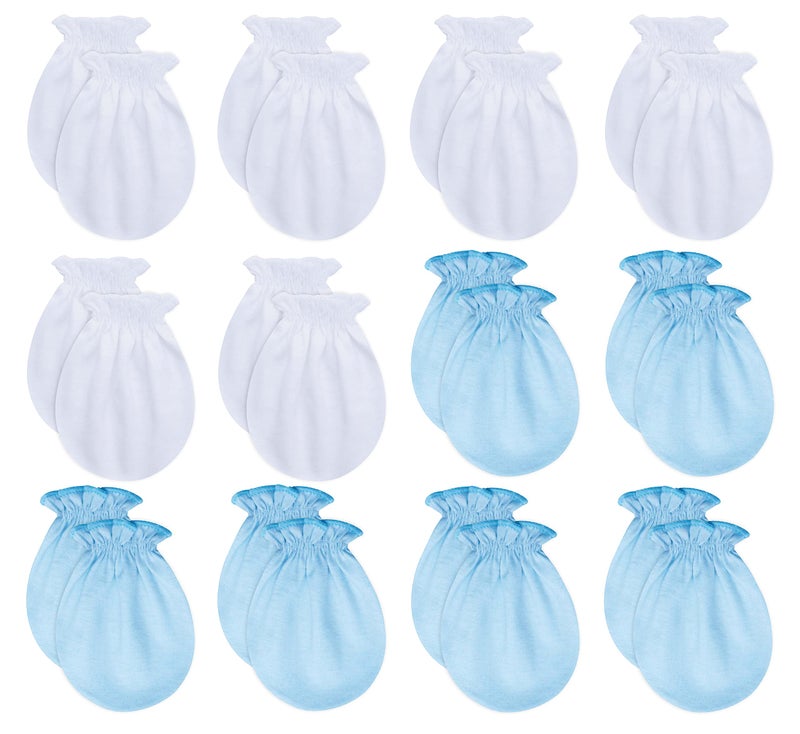 RATIVE Newborn Baby Cotton Gloves Sleep Sleeping No Scratch Mitten Mittens Mitts Set for 0-3 0-6 Months Boy Boys Girl Girls (6white+6blue) - Image 1